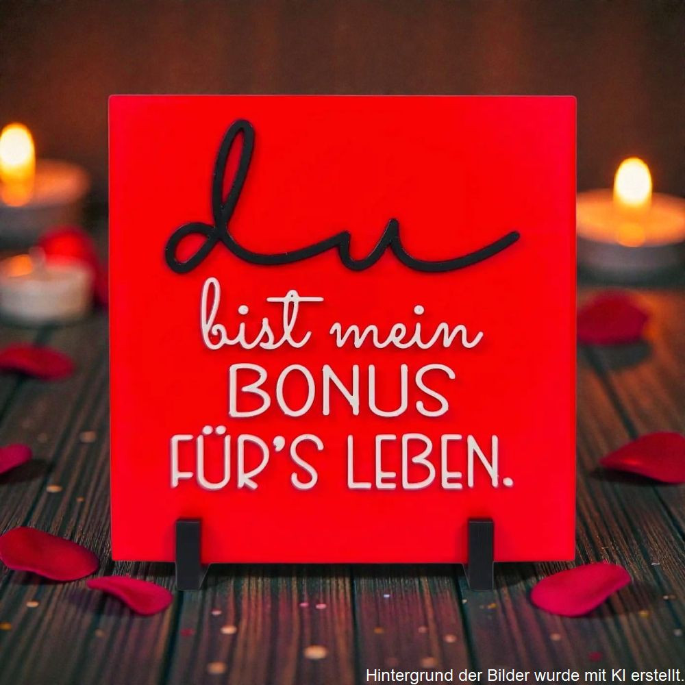 Statement Schild Du bist mein Bonus fürs Leben 3D Druck